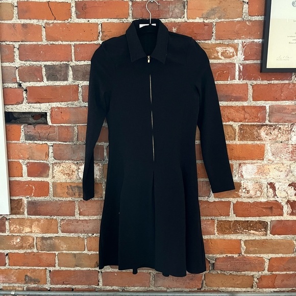Lacoste Jersey Knit Zip Up Collared Long Sleeve Polo Dress Slate Grey sz 38/US 6 - Picture 1 of 5